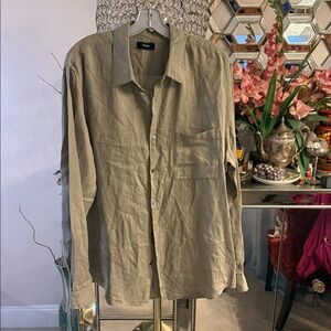 Theory Beige Linen Shirt XL